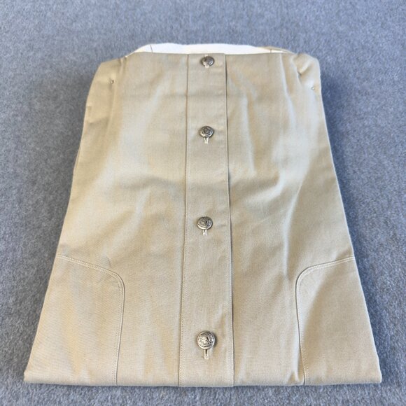 Briess Club Men's Button-Up Shirt L 41/42 – Khaki Beige 100% Cotton, Crest Metal - Picture 2 of 9